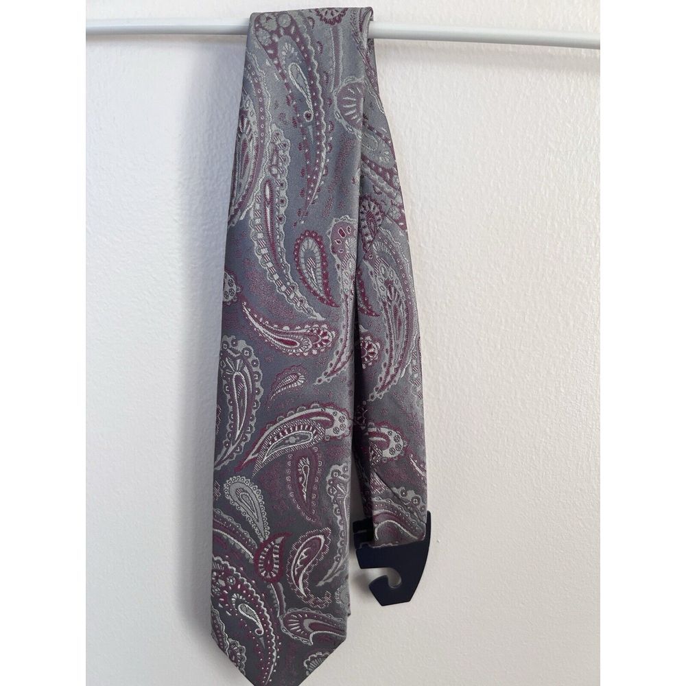 Vtg Oleg Cassini Luxury Tie‎ 70's 80's Disco Pink Gray Polyester Silk Necktie